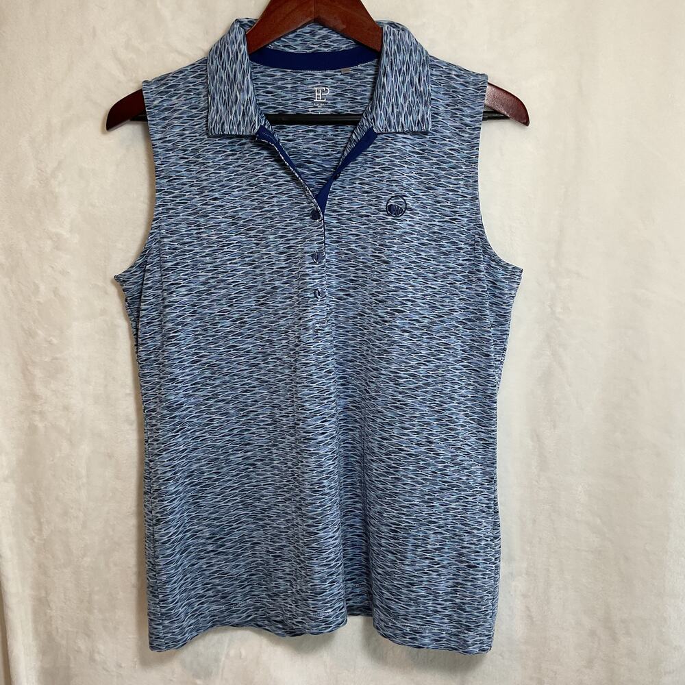 EP NY Golf Sleeveless Polo Womens Large Blue